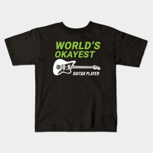 World's Okayest Guitar Player Offset Style Electric Guitar Dark Theme Kids T-Shirt